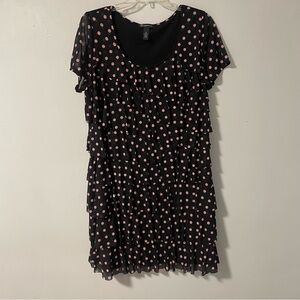 INC International Concepts Tiered Ruffle Black White Polka Dot Dress 2X